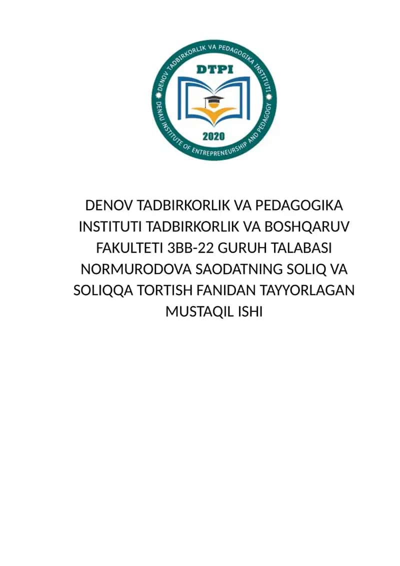 Mahalliy Tushum Daromadlarida Soliq Tushumlari Samaradorligini O'rganish 1