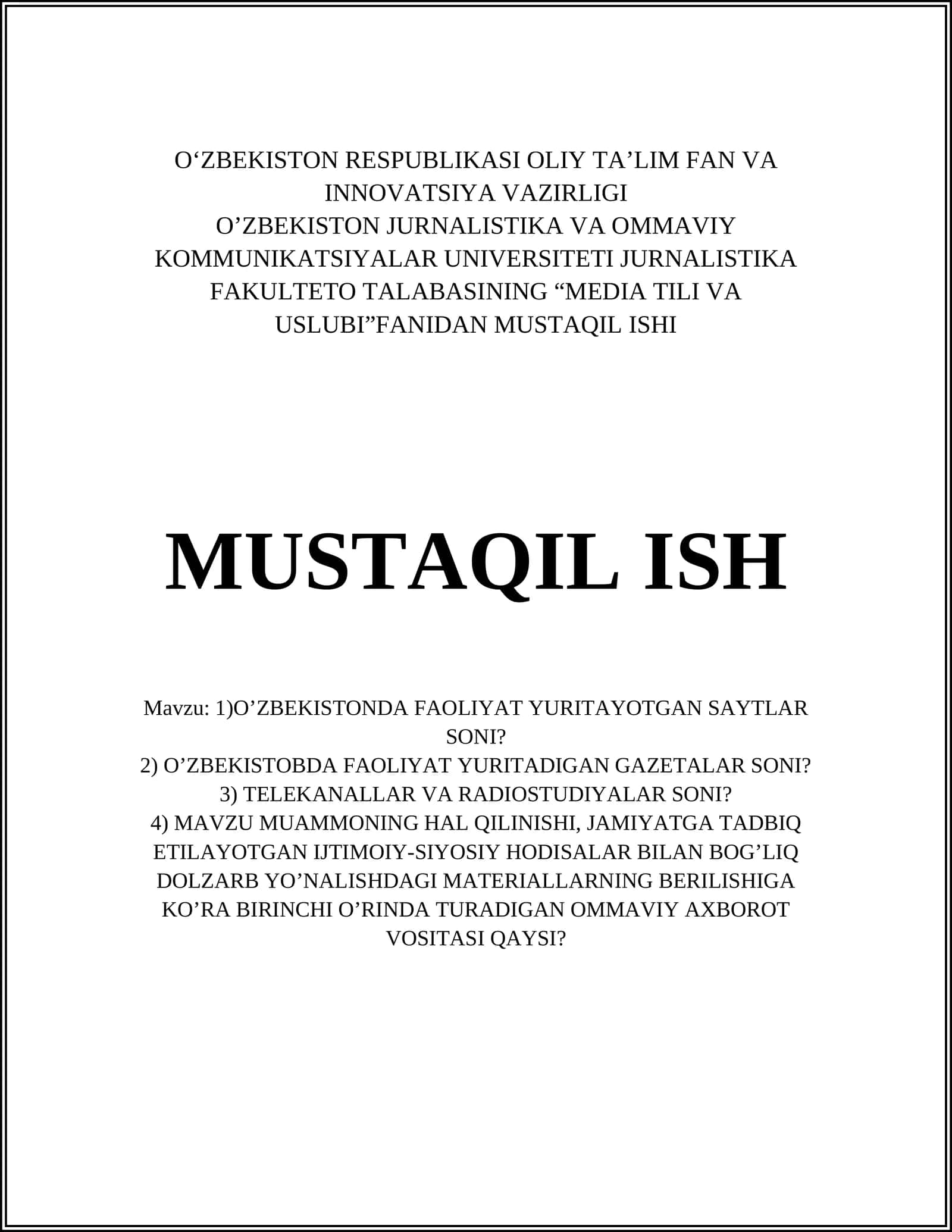 MEDIA TILI VA USLUBI 1