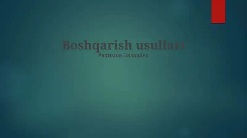Boshqarish usullari 1