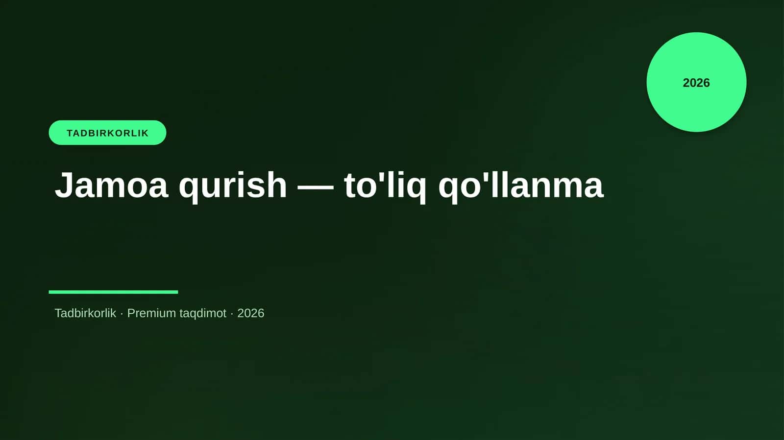 Jamoa qurish — to'liq qo'llanma 1