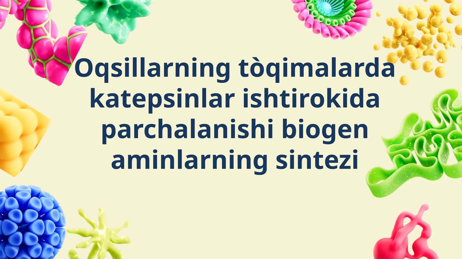 Oqsillarning tòqimalarda katepsinlar ishtirokida parchalanishi biogen aminlarning sintezi
<div><span 1