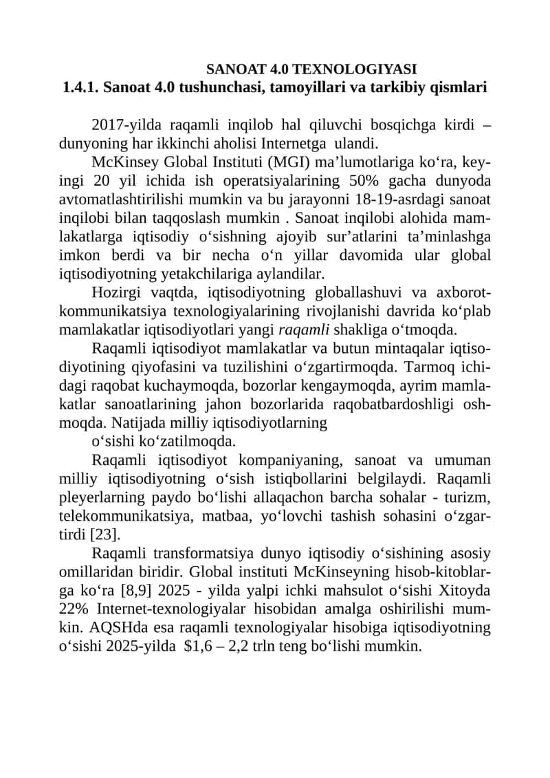 SANOAT 4.0 TEXNOLOGIYASI 1
