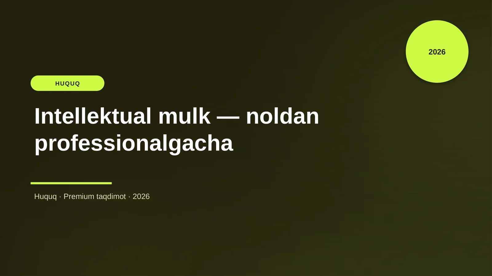 Intellektual mulk — noldan professionalgacha 1