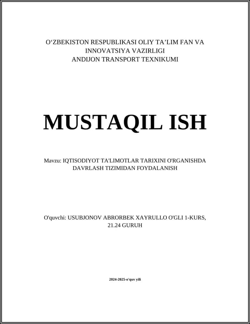 Iqtisodiyot Ta'limotlar Tarixini O'rganishda Davrlash Tizimid 1