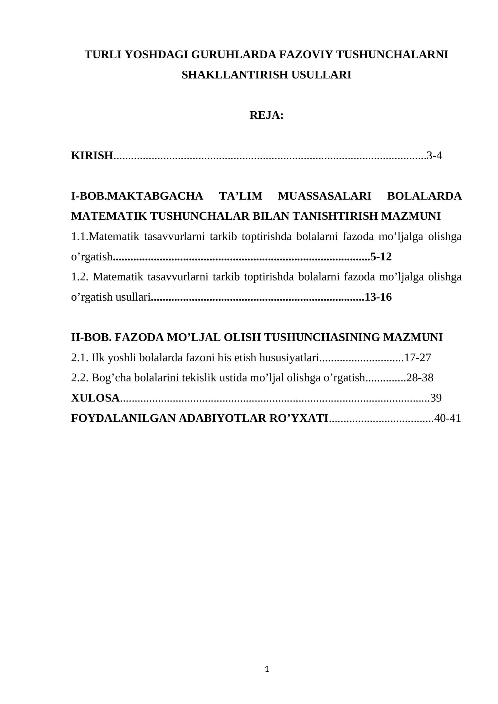 TURLI YOSHDAGI GURUHLARDA FAZOVIY TUSHUNCHALARNI SHAKLLANTIRISH USULLARI 1