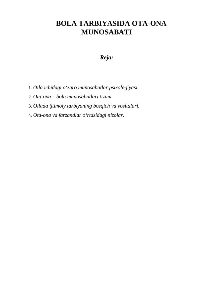 BOLA TARBIYASIDA OTA-ONA MUNOSABATI 1