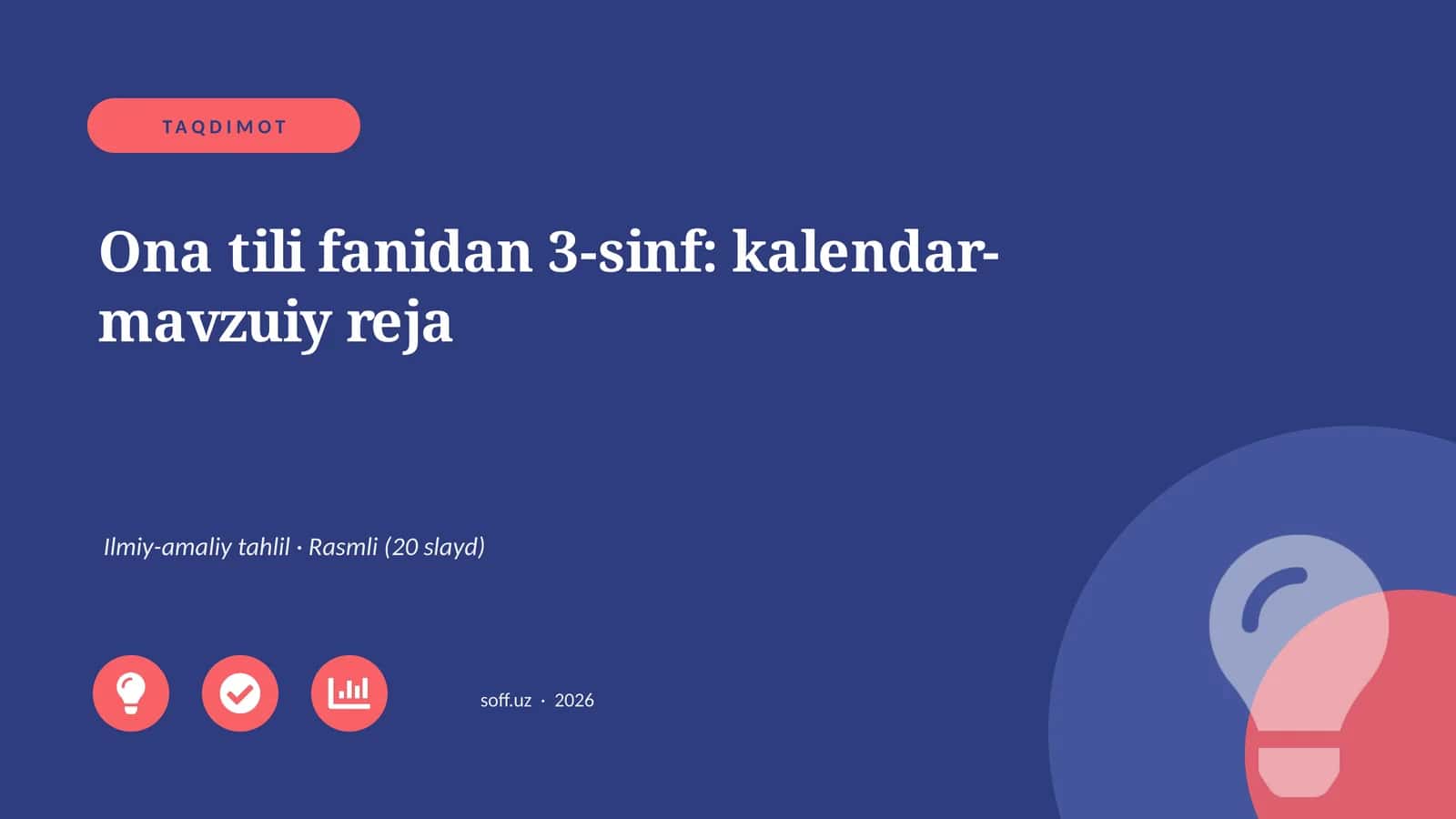 Ona tili fanidan 3-sinf: kalendar-mavzuiy reja 1