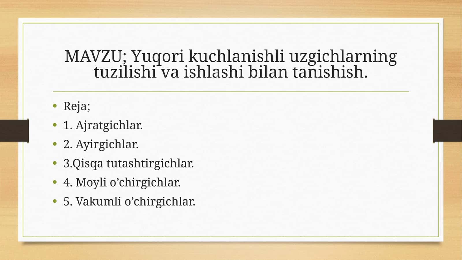 Yuqori kuchlanishli uzgichlar 1