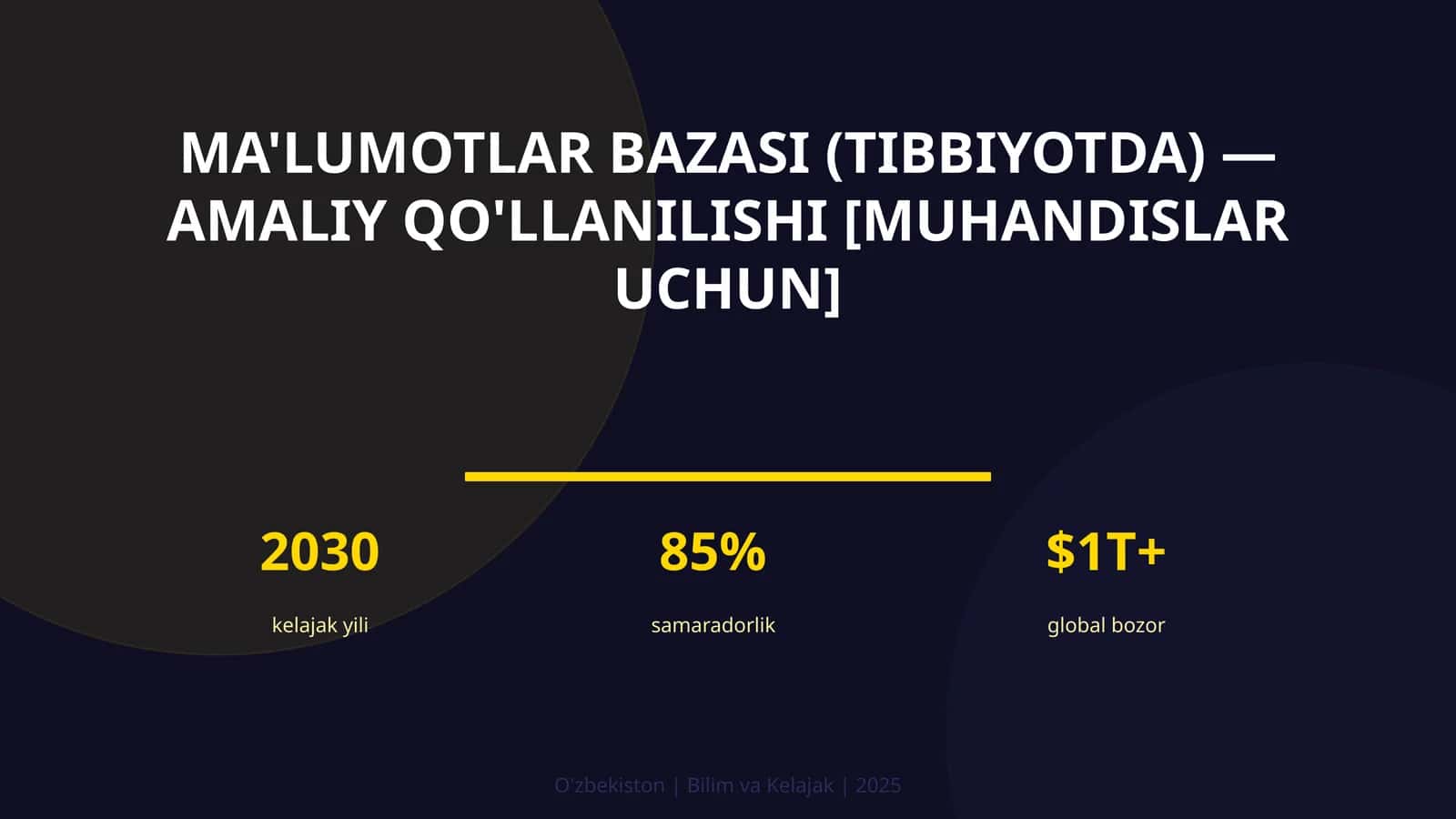 Ma'lumotlar Bazasi (Tibbiyotda) - Amaliy Qo'llanilishi [Muhandislar Uchun] 1