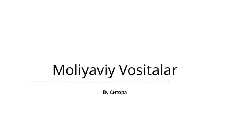 Moliyaviy Vositalar 1
