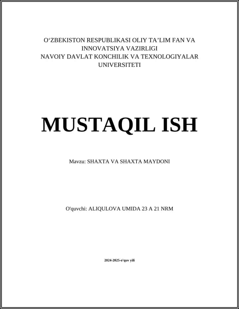 SHAXTA QAZISH TEXNOLOGIYALARI