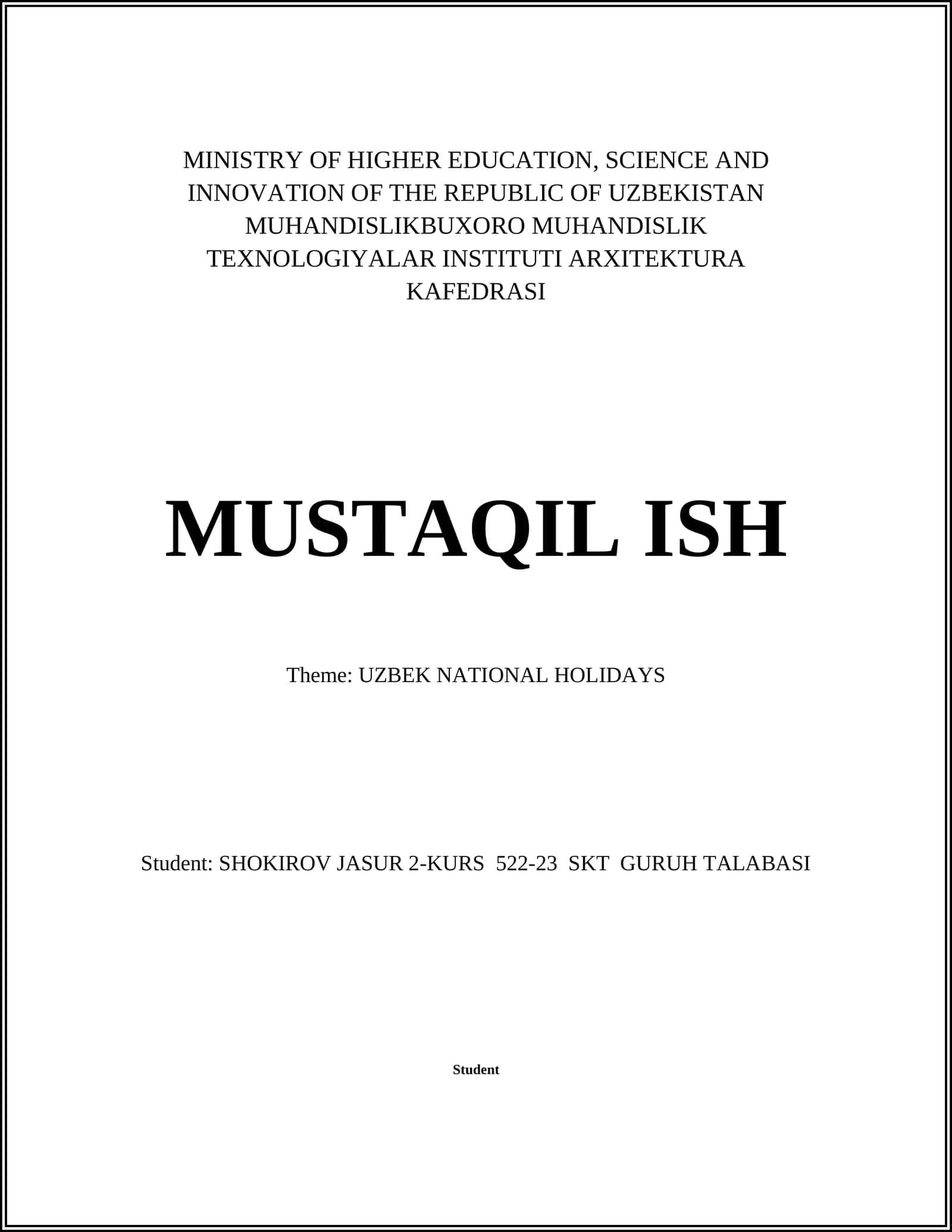 UZBEK NATIONAL HOLIDAYS 1