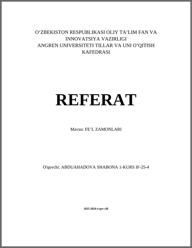 FE’L ZAMONLARI 1