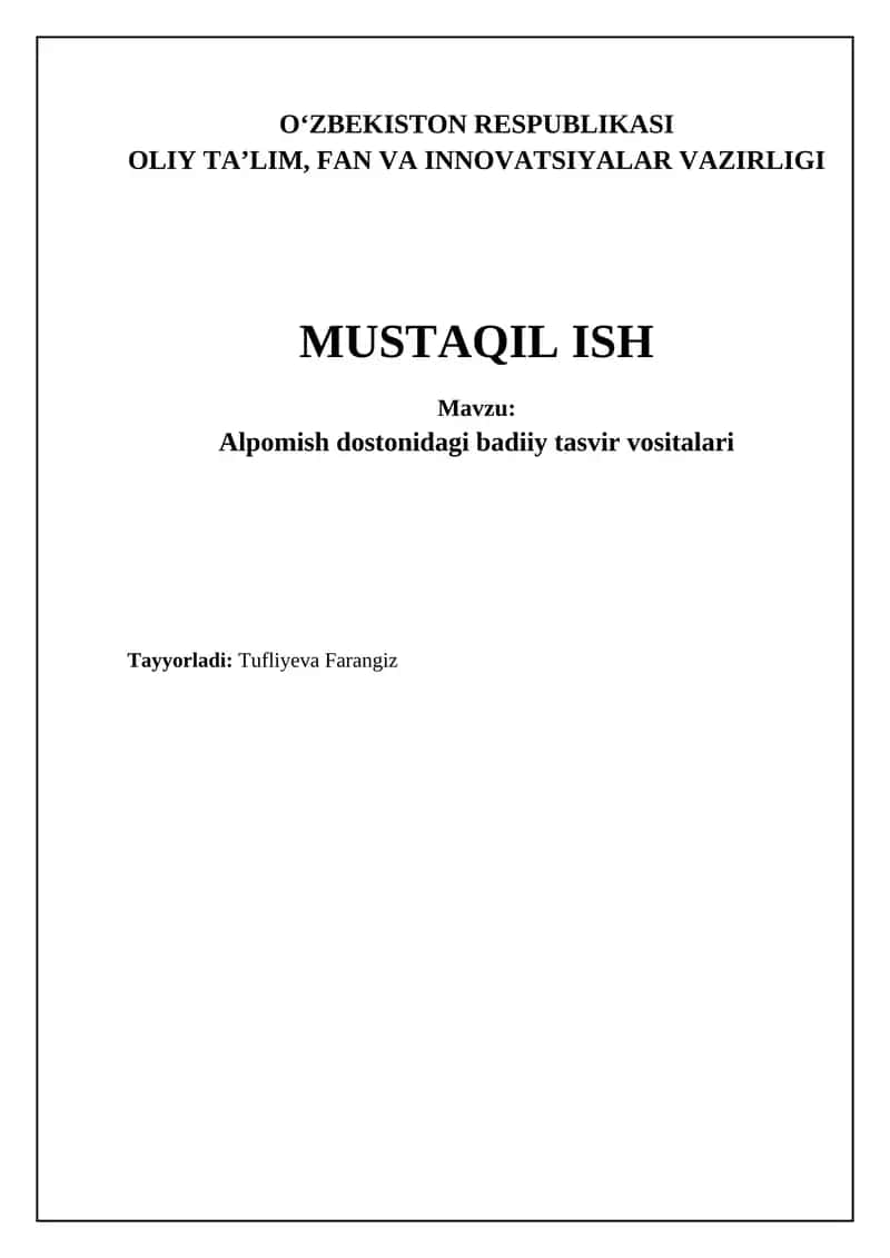 Alpomish dostonidagi badiiy tasvir vositalari 1