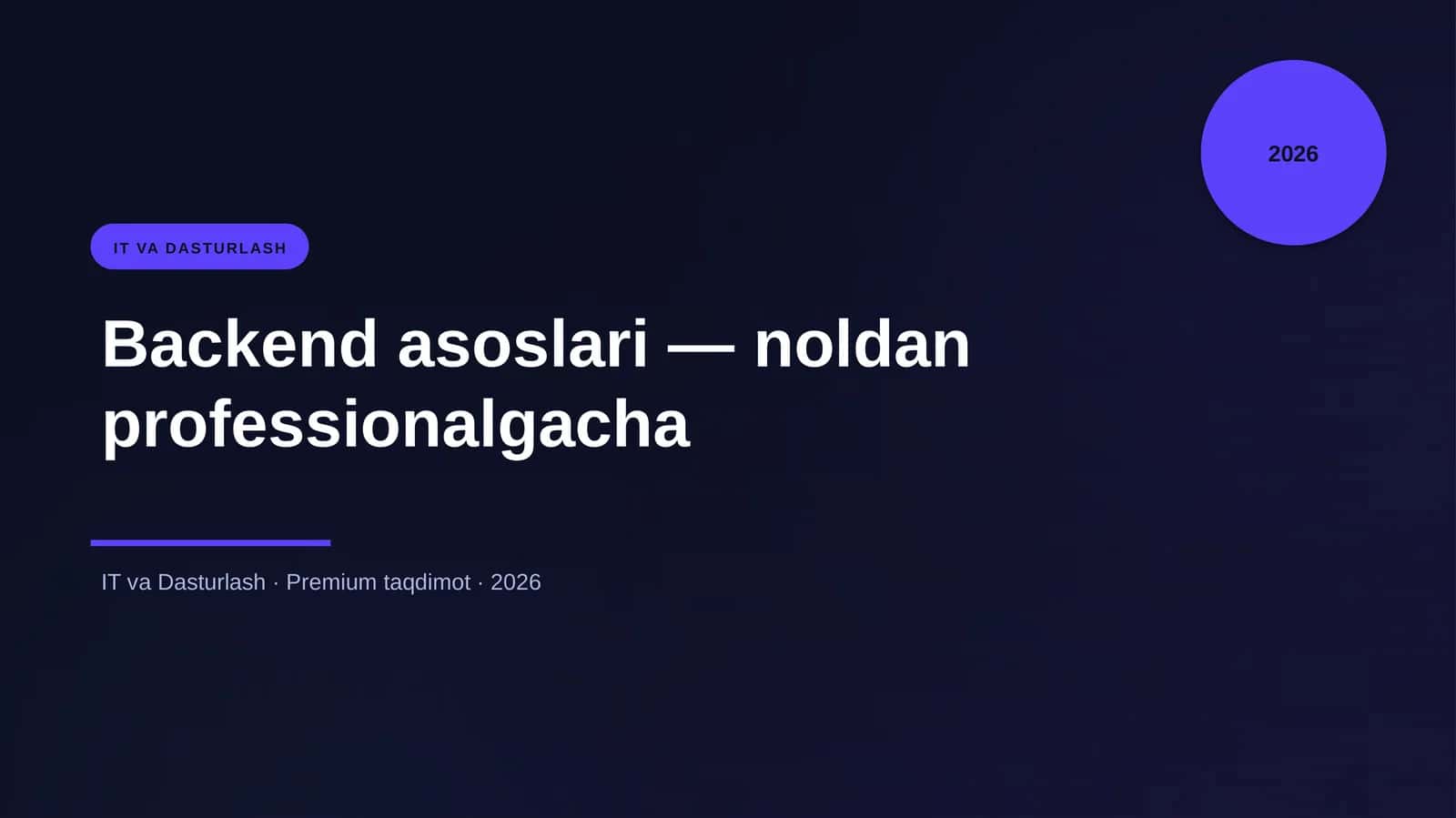 Backend asoslari — noldan professionalgacha 1
