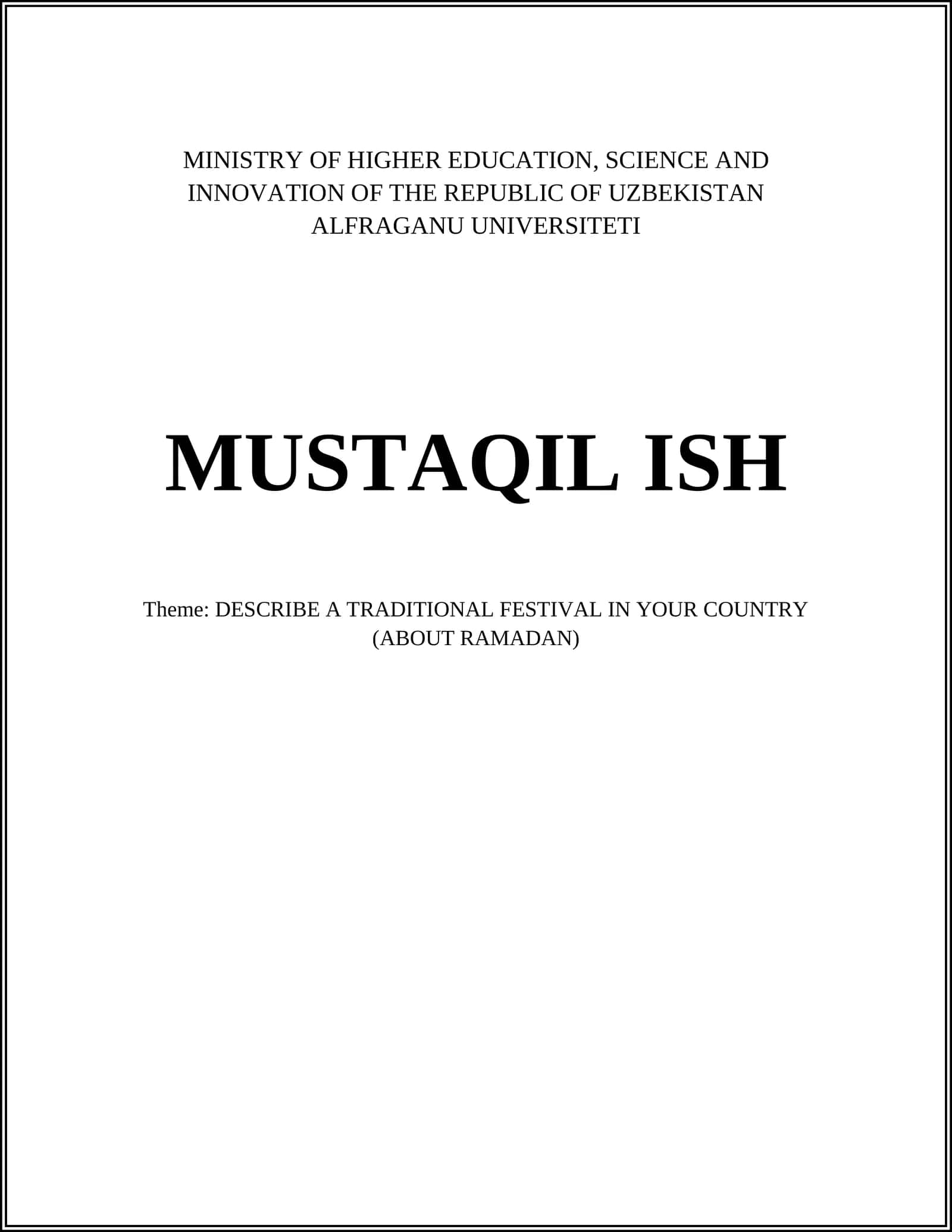 ALFRAGANU UNIVERSITETI MUSTAQIL ISH 1