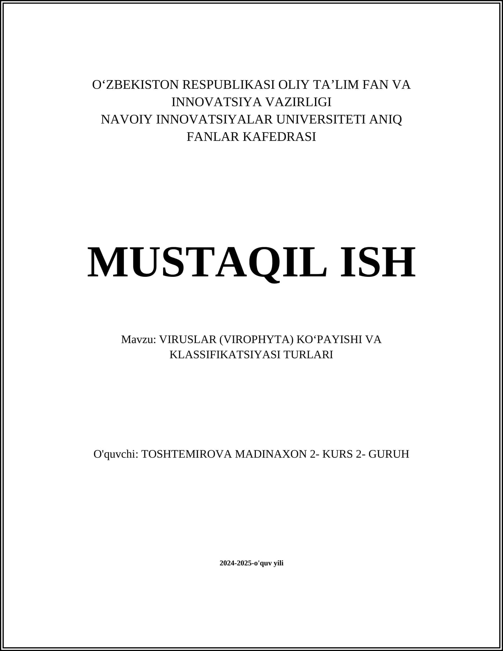 VIRUSLAR (VIROPHYTA) KOʻPAYISHI VA KLASSIFIKATSIYASI TURLARI 1