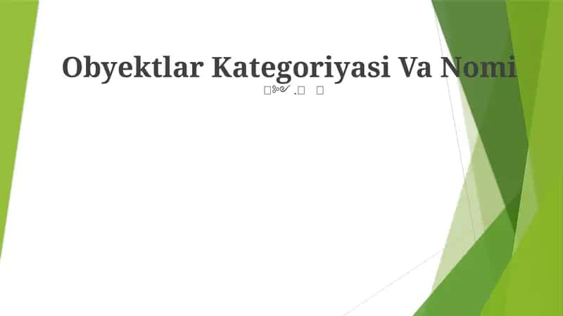 Obyektlar Kategoriyasi Va Nomi 1