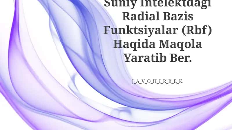 Radial Bazis Funktsiyalar (RBF) 1
