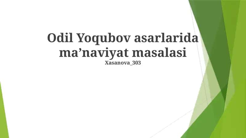 Odil Yoqubov asarlarida maʼnaviyat masalasi 1