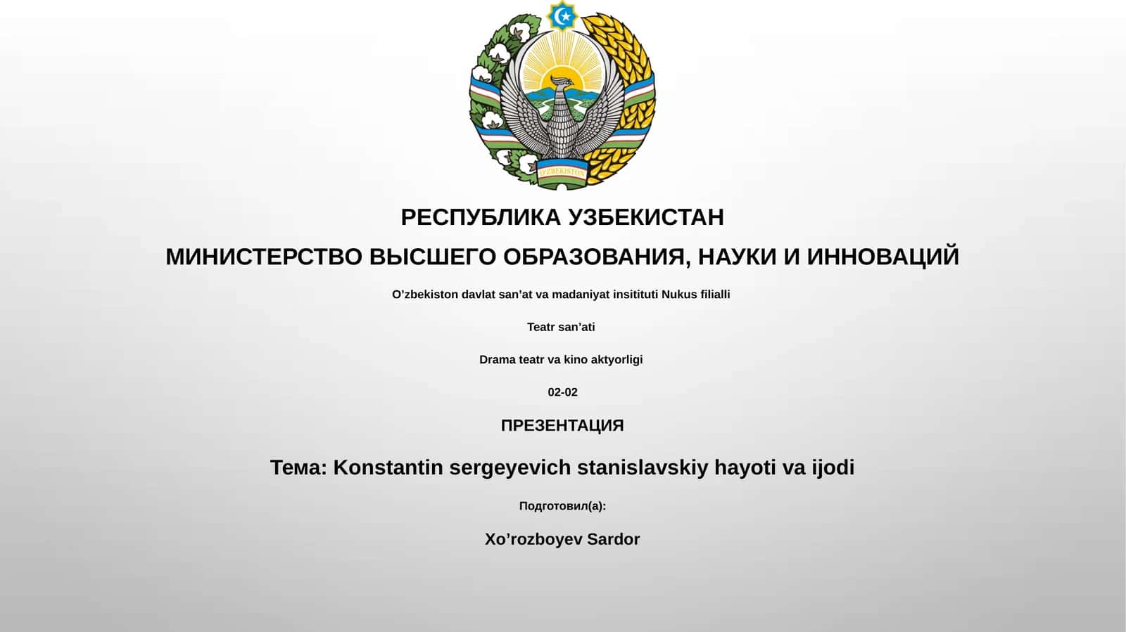 Konstantin sergeyevich stanislavskiy hayoti va ijodi 1