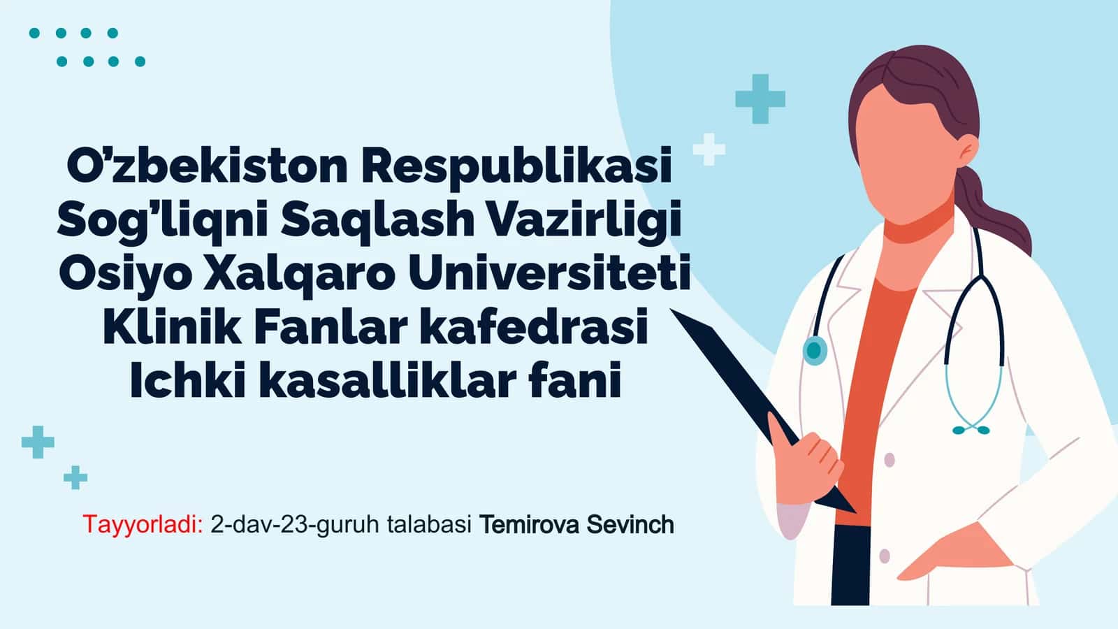 Yurak blokadalari. Etiologiyasi, patogenezi, tasnifi, klinikasi, tekshirish usullarini o‘rganish, EKG tahlili, davolash standartlari va profilaktikasi. 1