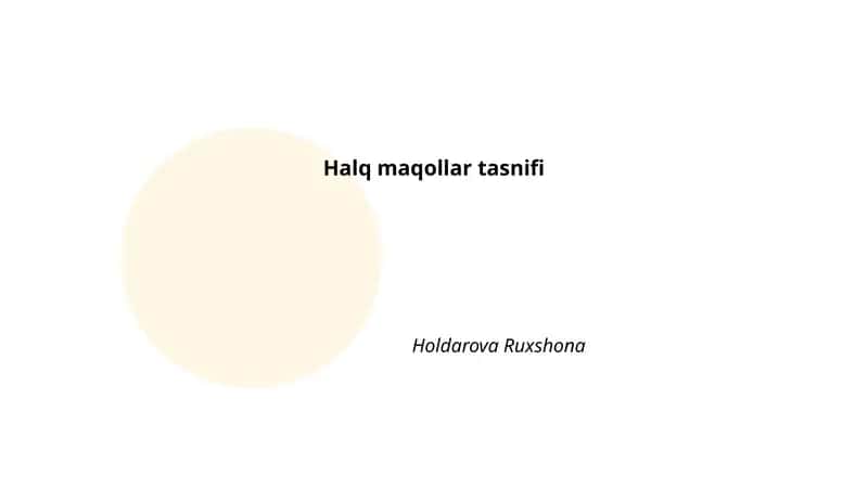 Halq maqollar tasnifi 1
