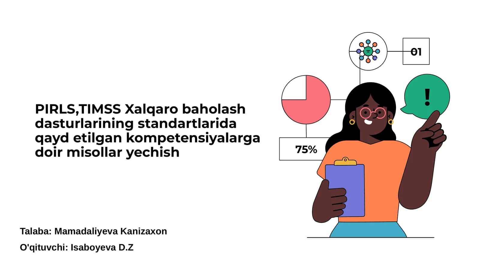 PIRLS,TIMSS Xalqaro baholash dasturlarining standartlarida qayd etilgan kompetensiyalarga doir misollar yechish 1