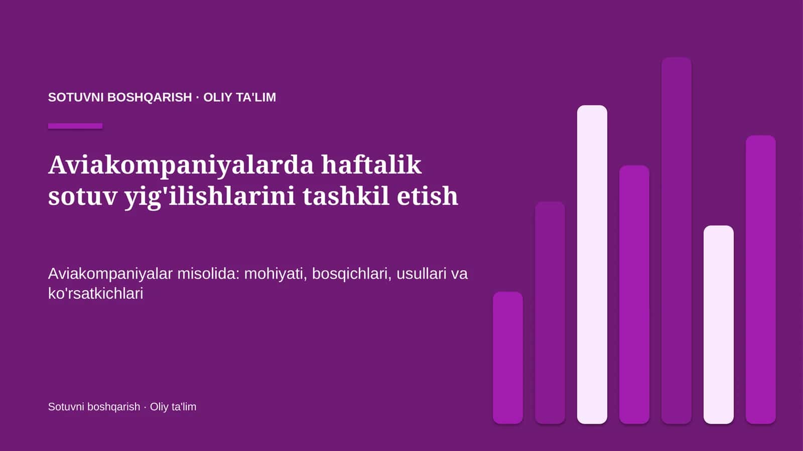 Aviakompaniyalarda haftalik sotuv yig'ilishlarini tashkil etish 1