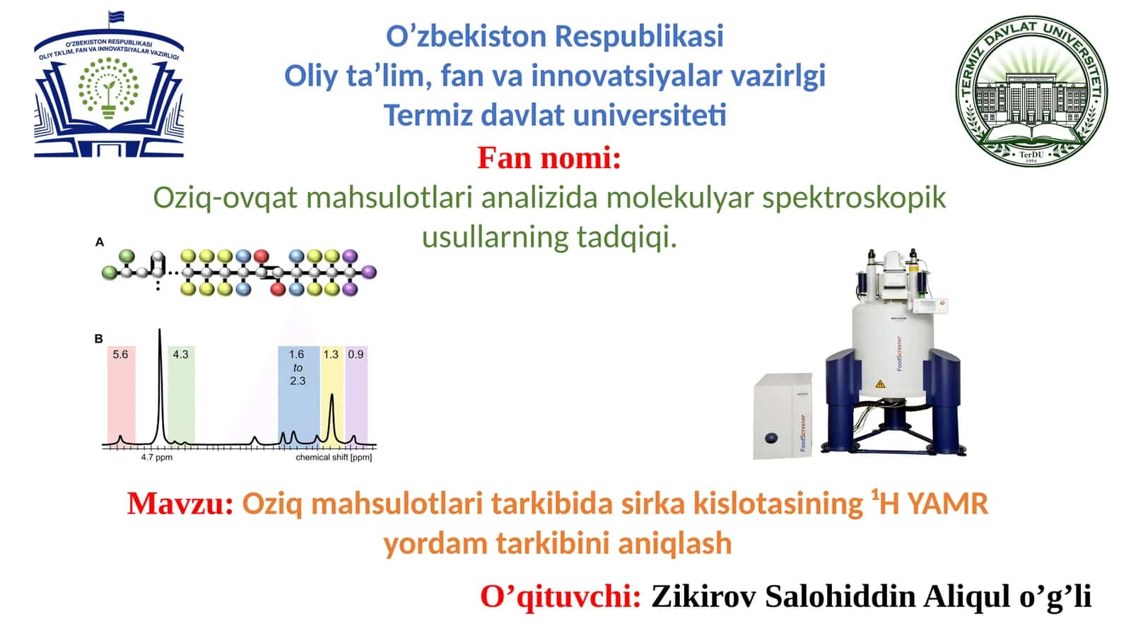 Oziq-ovqat mahsulotlari analizida molekulyar spektroskopik usullarning tadqiqi 1