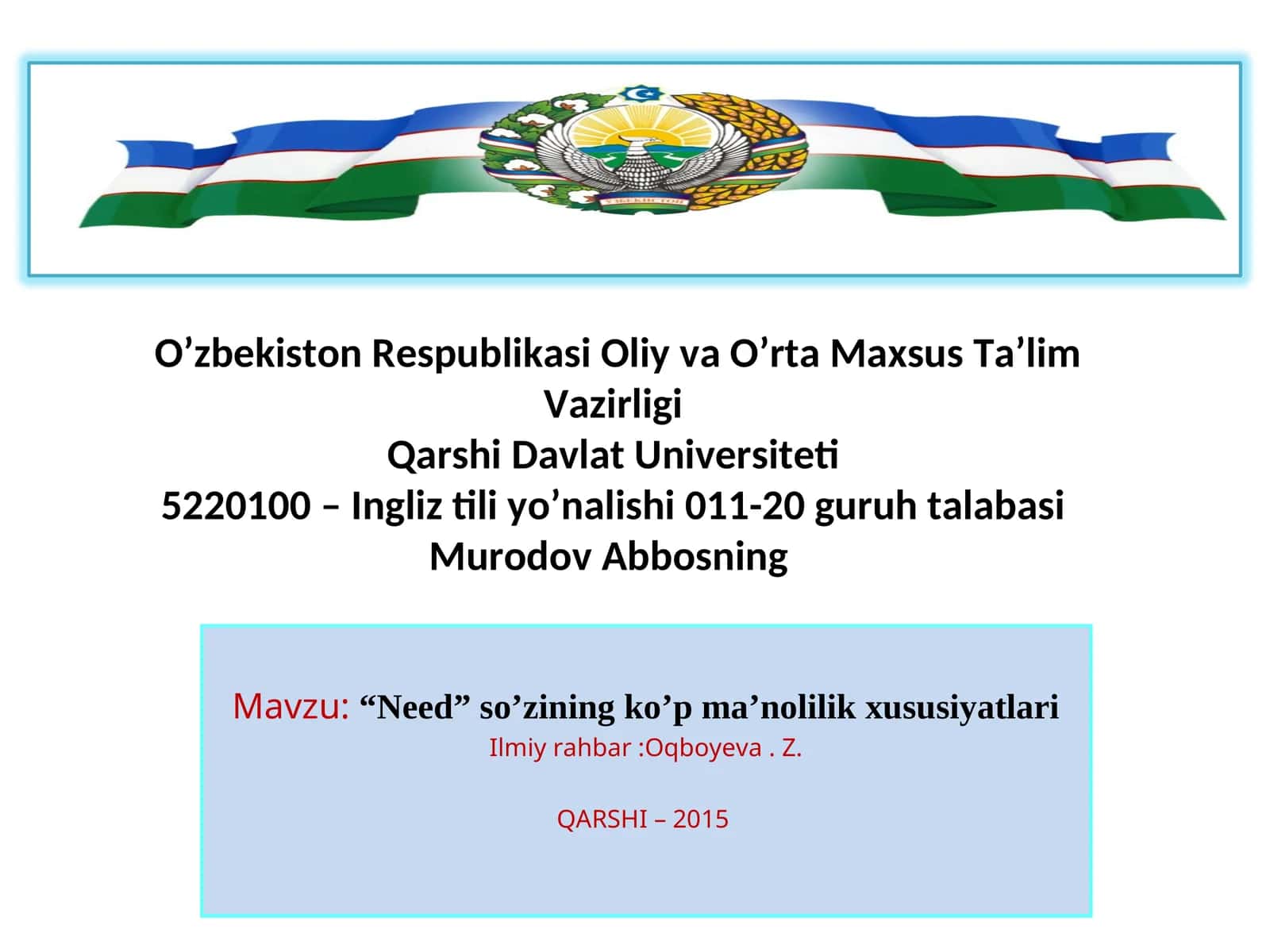 BITIRUV MALAKAVIY ISHI 1