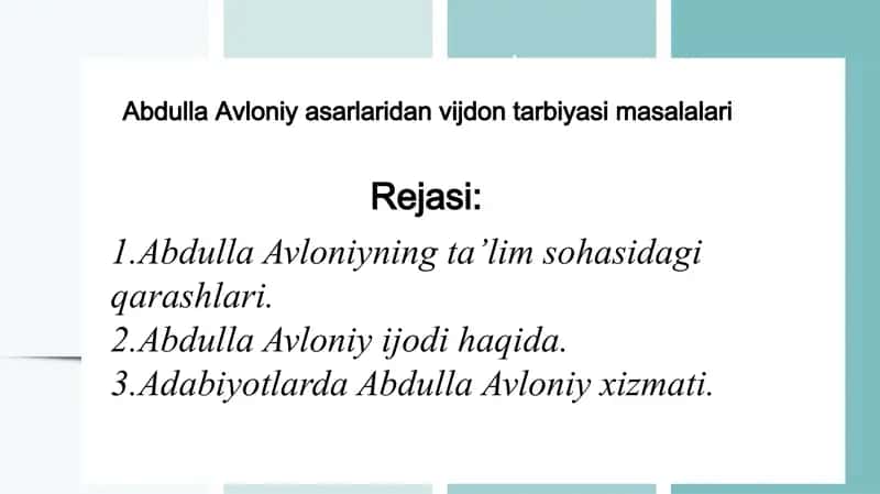 Abdulla Avloniy asarlaridan vijdon tarbiyasi masalalari 1