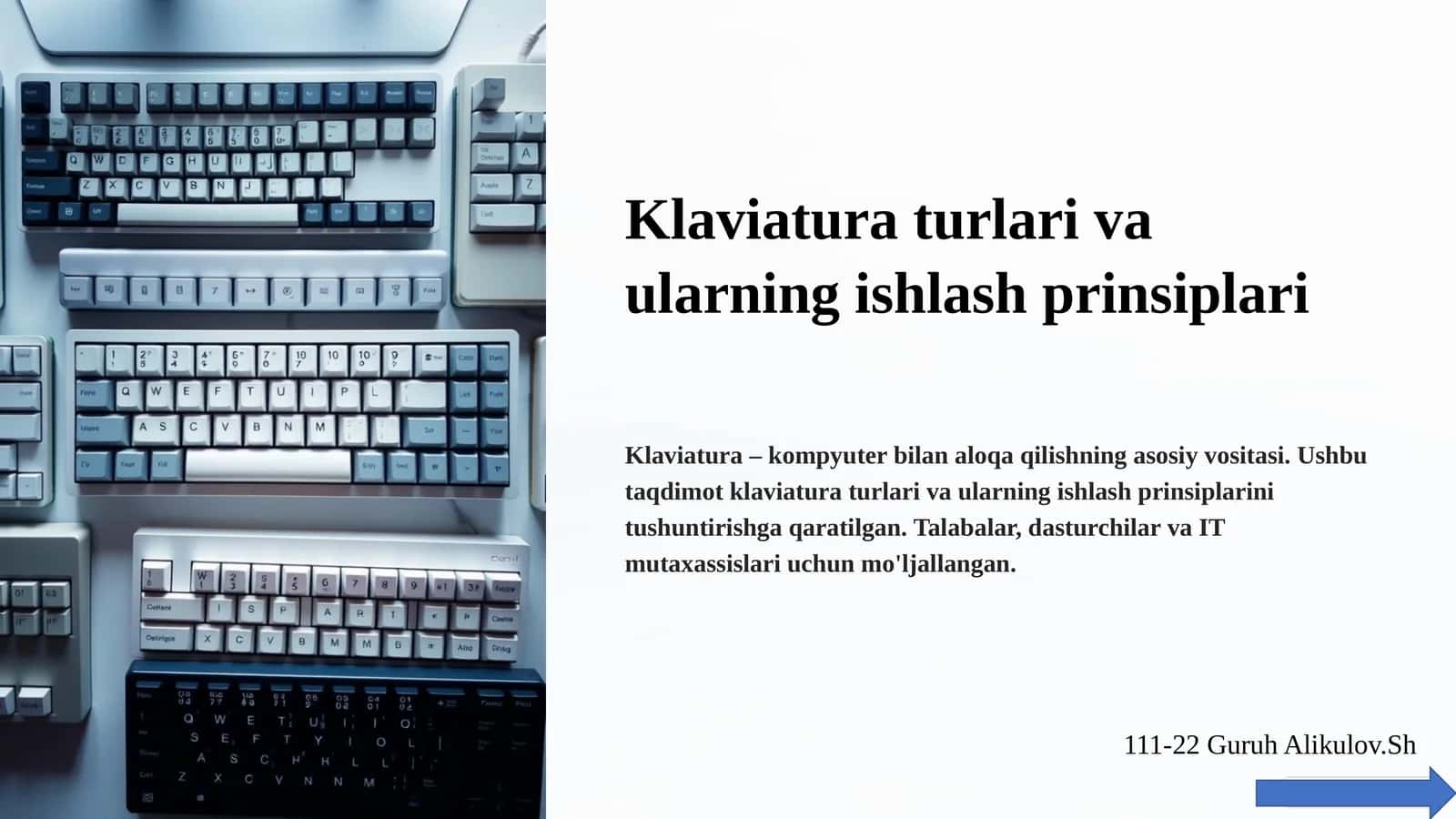Klaviatura turlari va ularning ishlash prinsiplari 1