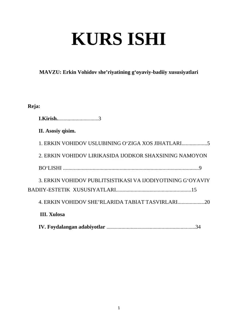 Erkin Vohidov she’riyatining g‘oyaviy-badiiy xususiyatlari 1