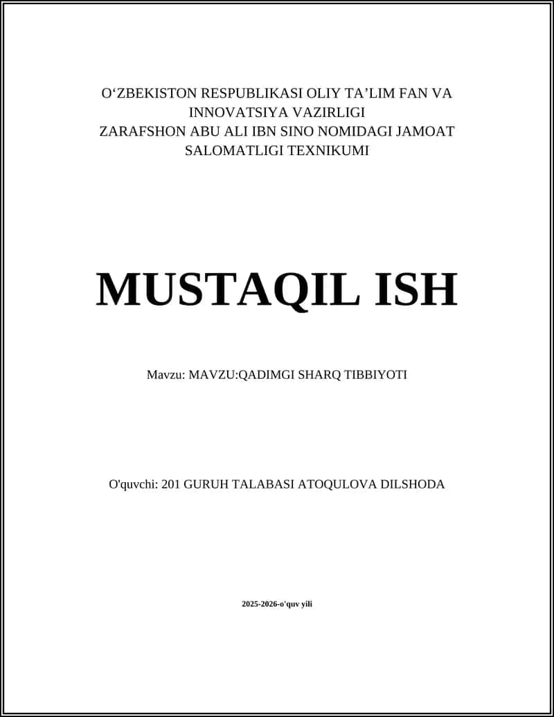 QADIMGI SHARQ TIBBIYOTI 1