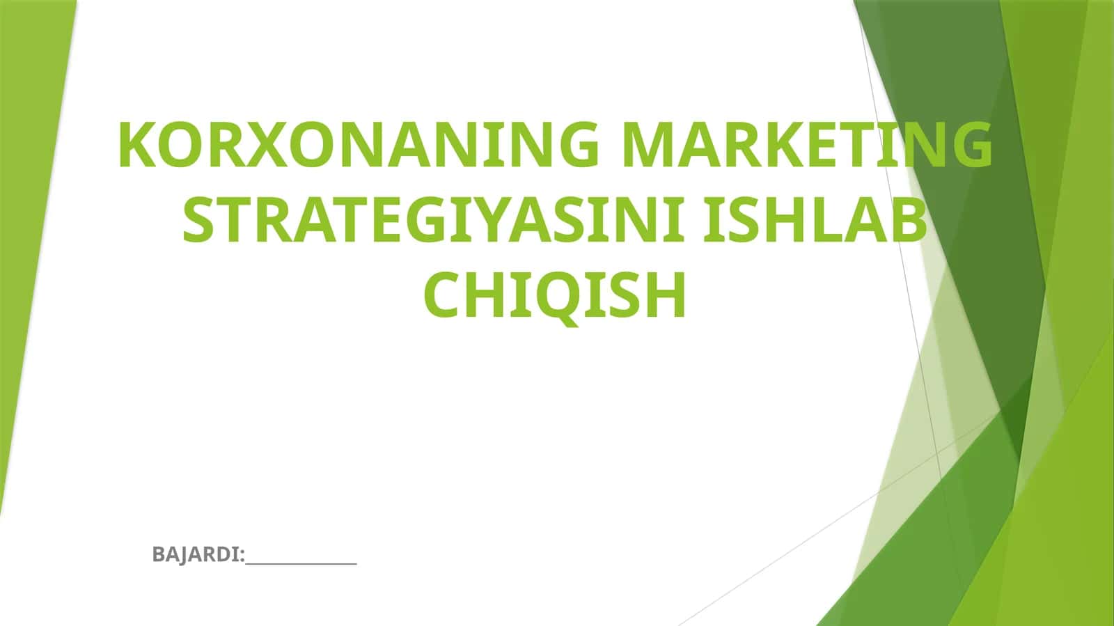 Marketing strategiyasini ishlab chiqish 1