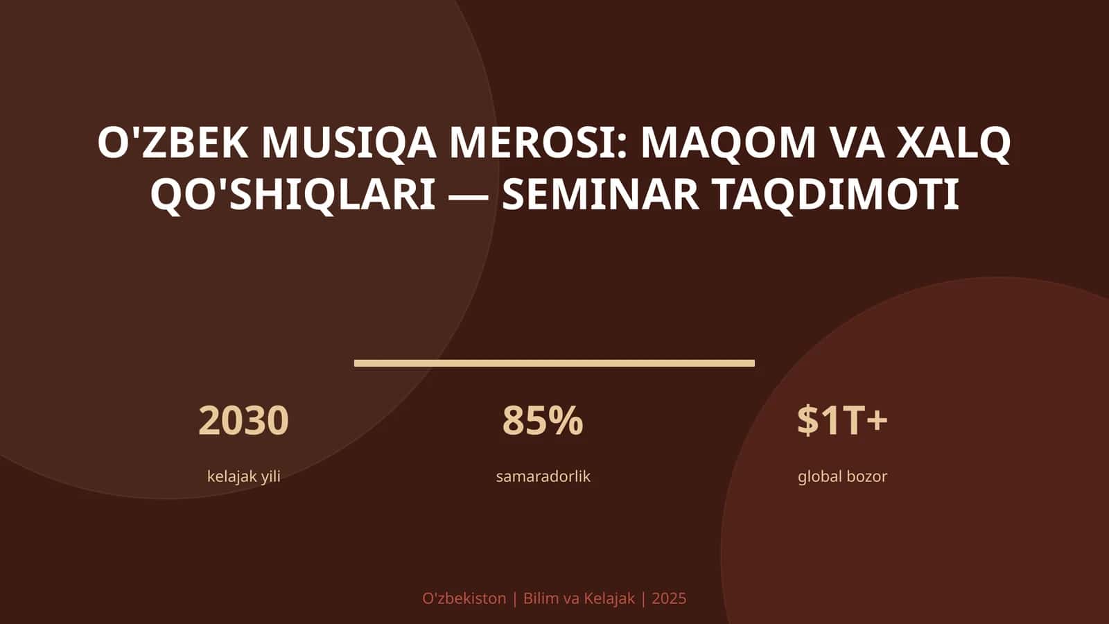 O'zbek musiqa merosi: maqom va xalq qo'shiqlari — seminar taqdimoti 1
