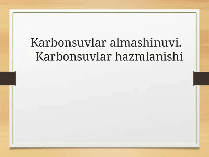 Karbonsuvlar almashinuvi 1