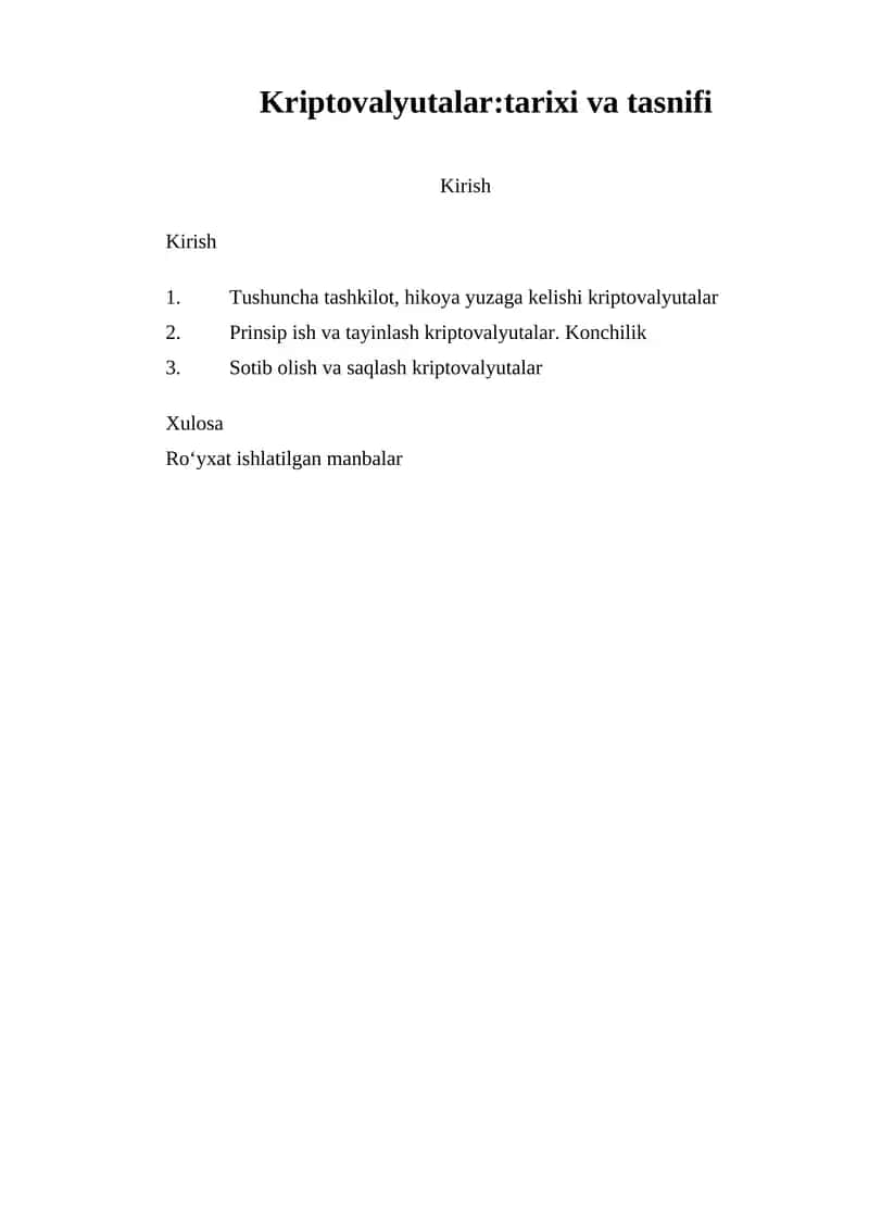 Kriptovalyutalar: tarixi va tasnifi 1