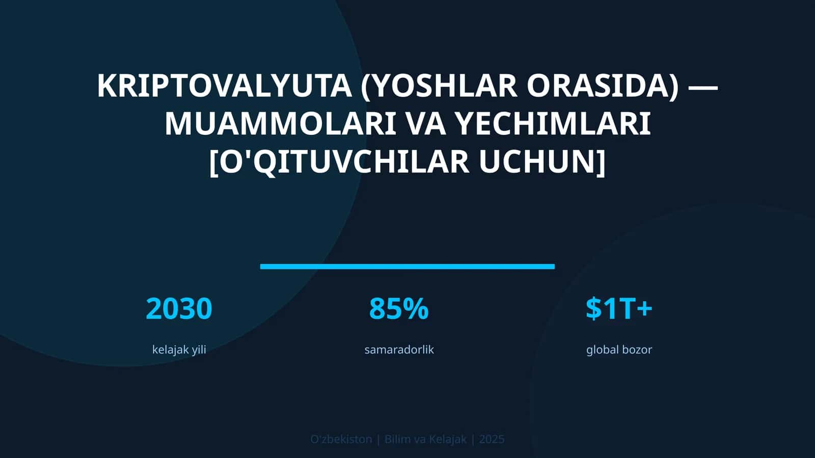 Kriptovalyuta (Yoshlar Orasida) - Muammolari va Yechimlari [O'qituvchilar Uchun] 1