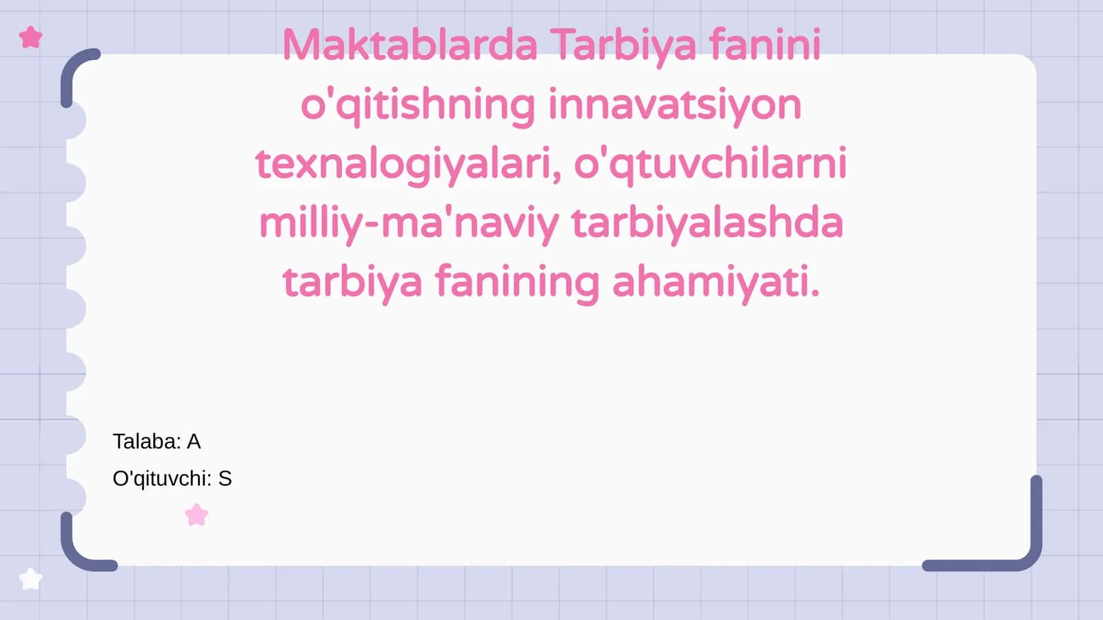Tarbiya fanini o'qitish 1