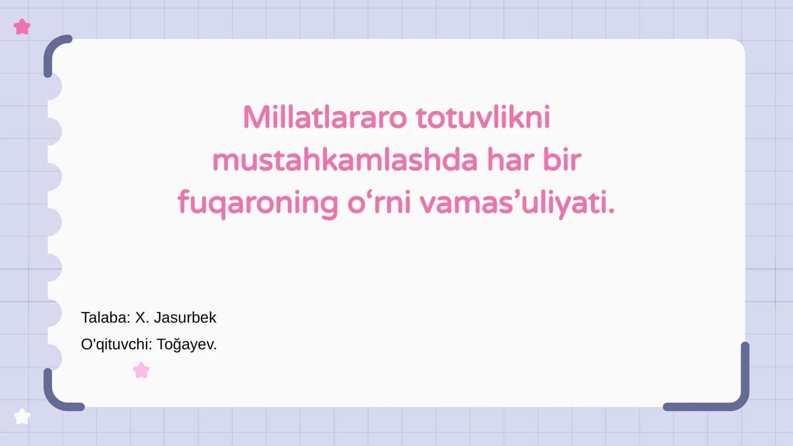 Millatlararo Totuvlik 1
