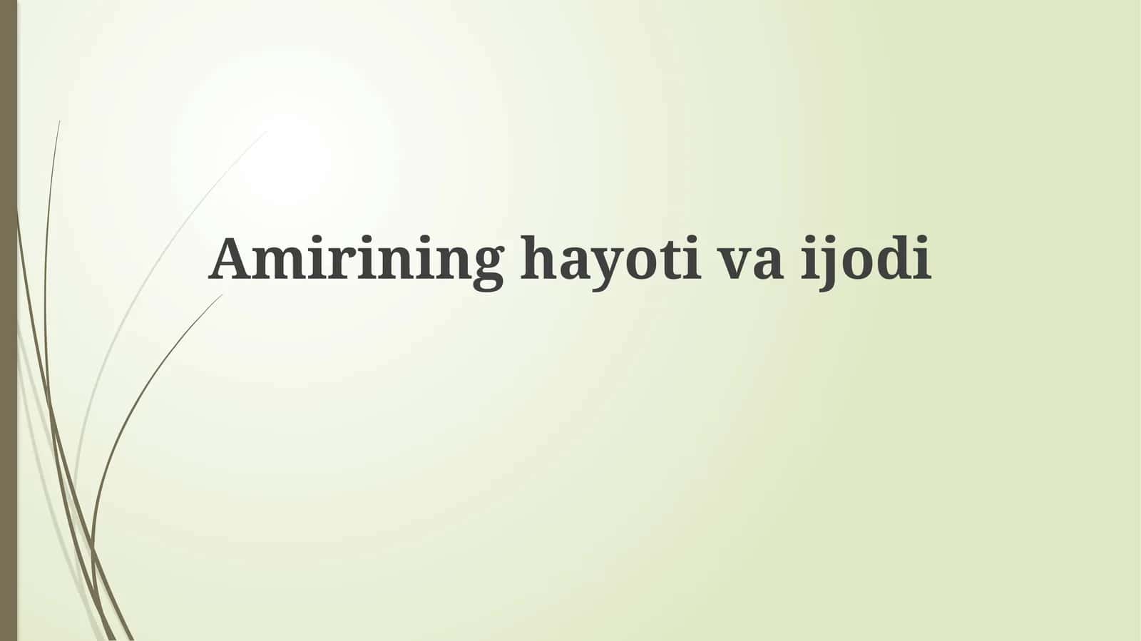Amirining hayoti va ijodi 1