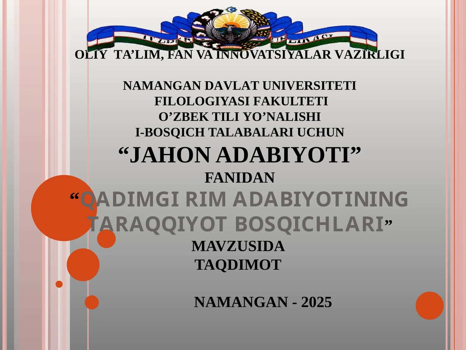 Qadimgi Rim adabiyotining taraqqiyot bosqichlari 1