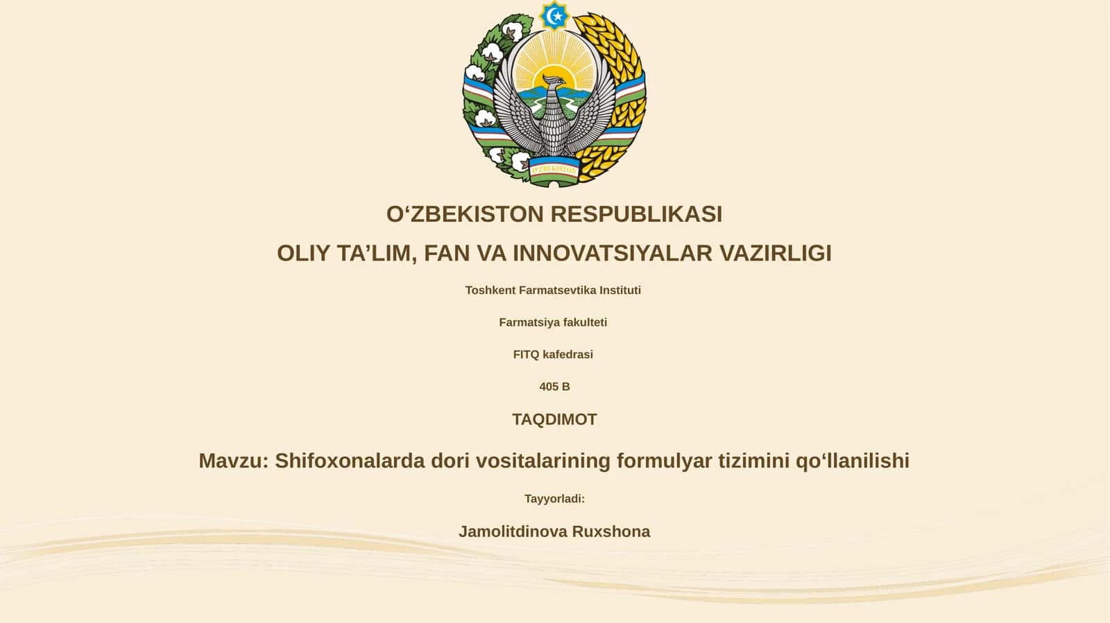 Shifoxonalarda dori vositalarining formulyar tizimini qo‘llanilishi 1