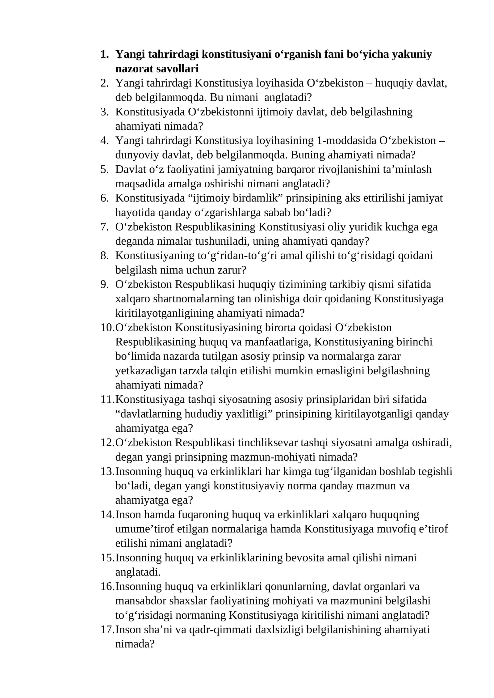 Konstitusiyada О‘zbekistonni ijtimoiy davlat, deb belgilashning ahamiyati 1