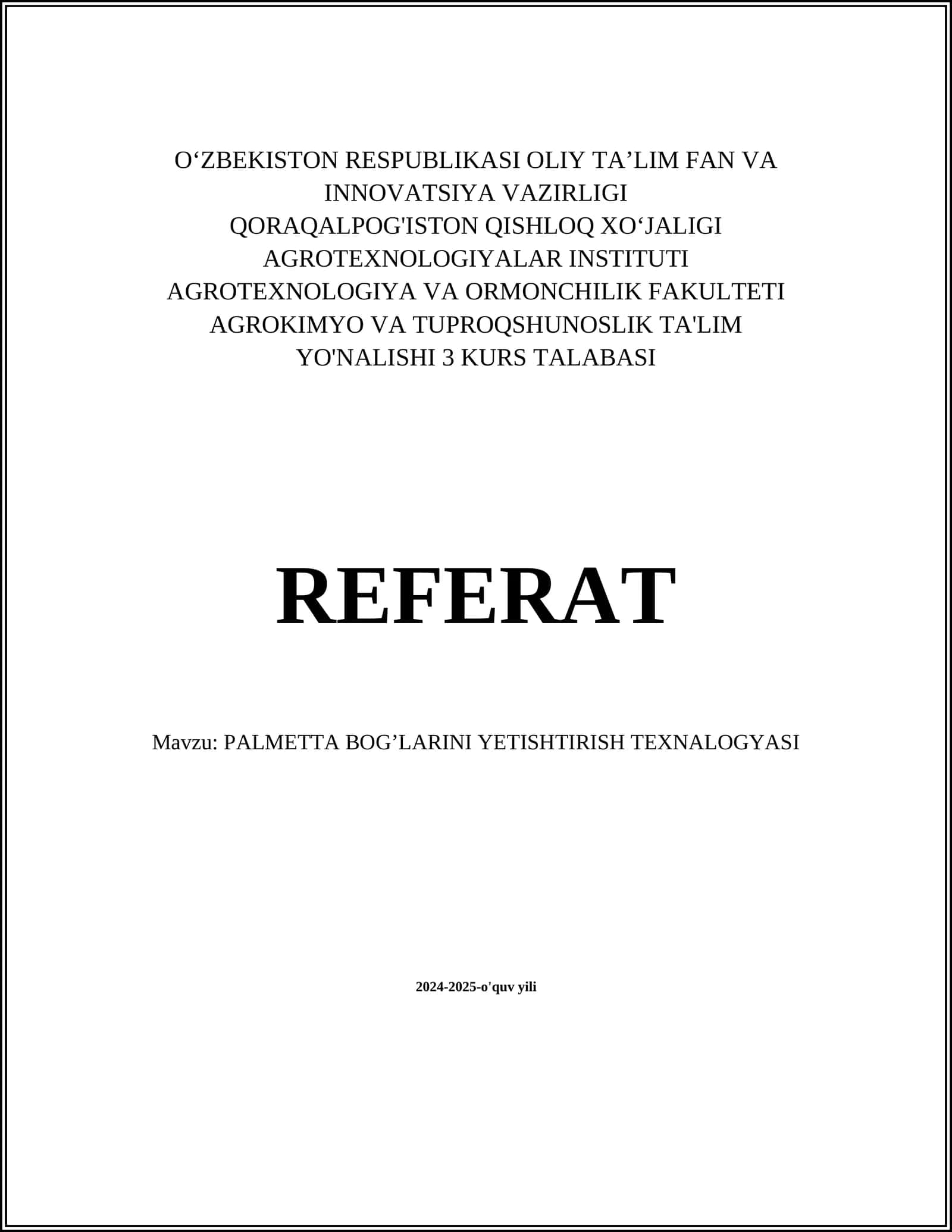 PALMETTA BOG’LARINI YETISHTIRISH TEXNALOGYASI 1