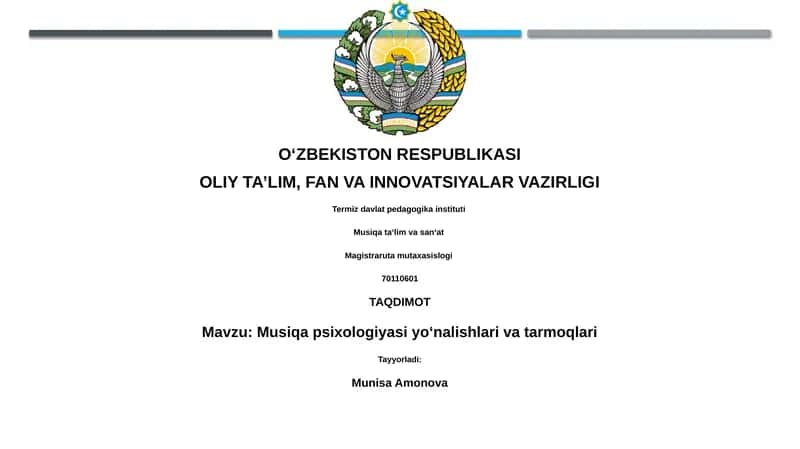 Musiqa psixologiyasi yo‘nalishlari va tarmoqlari 1