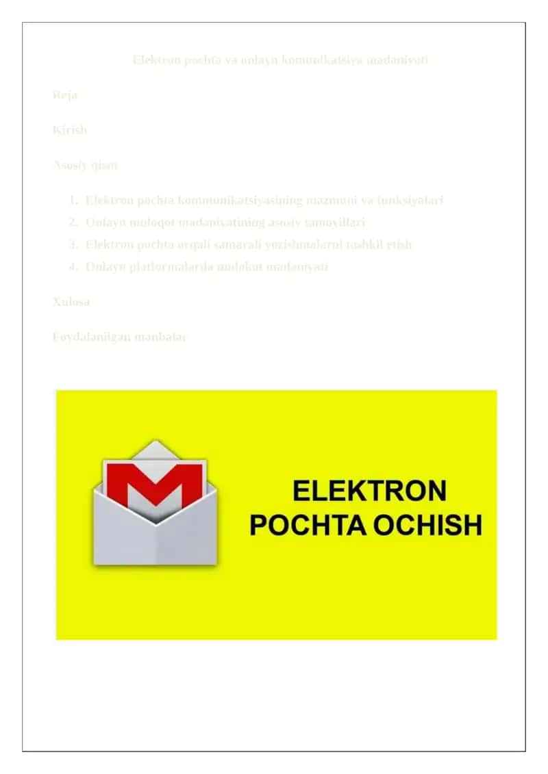 Elektron pochta va onlayn komunikatsiya madaniyati 1