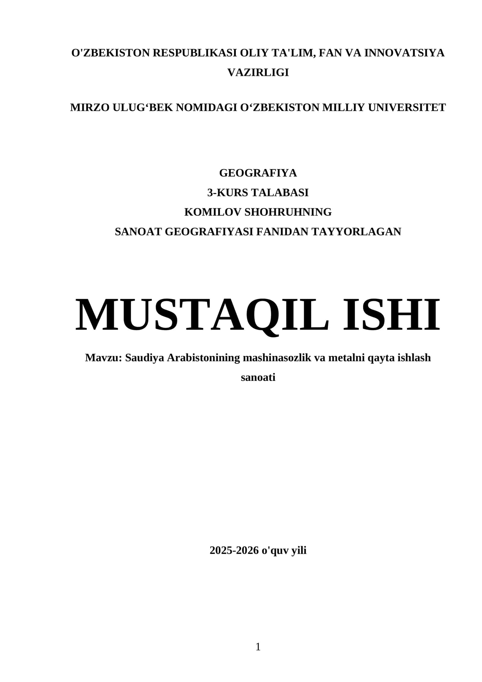 Saudiya Arabistonining mashinasozlik va metalni qayta ishlash sanoati 1